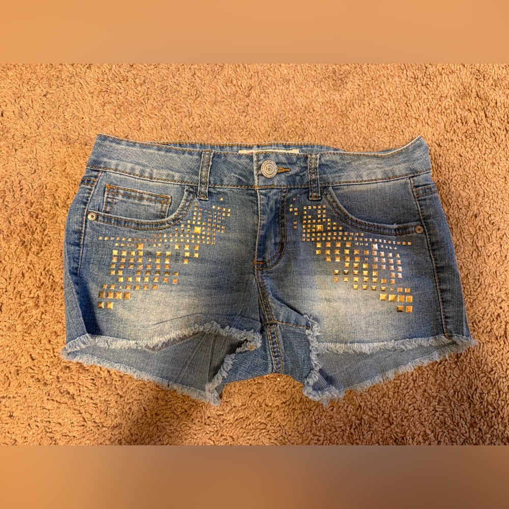 LEI Blue Jean Shorts with Gold Studs